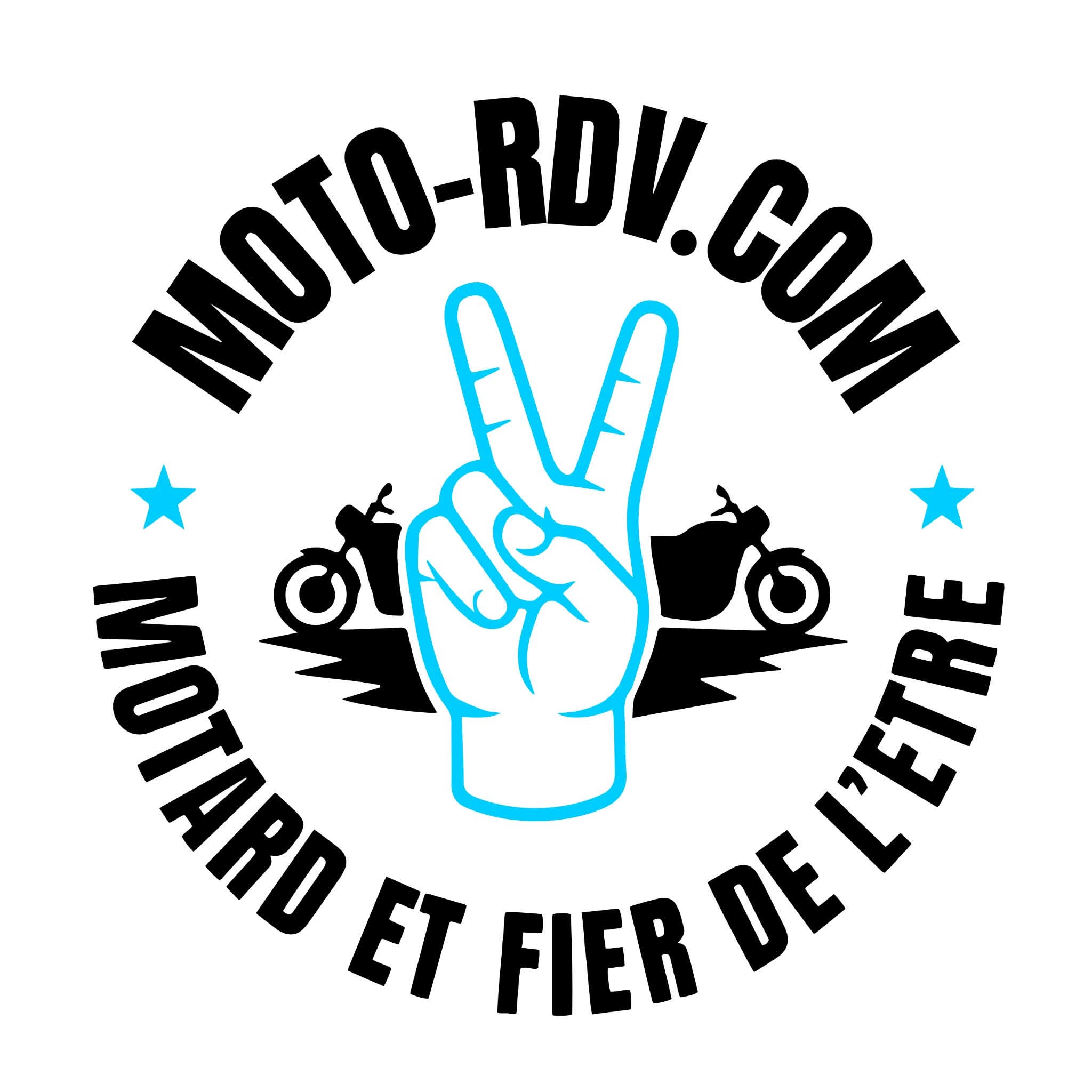 Sticker rond Moto-RDV « Motard / Motarde et fier(e) de l’être » – 10 cm
